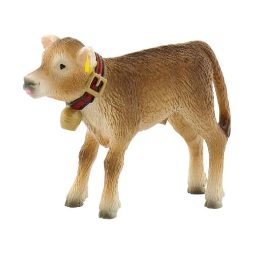 Bullyland 62754 - Spielfigur Alpenkalb mit Kuhglocke, ca. 6,2 cm große Tierfigur, detailgetreu, PVC-frei, ideal als kleines Geschenk für Kinder ab 3 Jahren von Bullyland