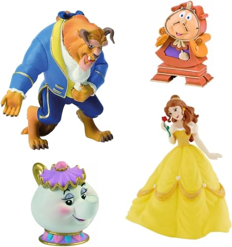 Bullyland Walt Disney Die Schöne und das Biest 4 Figuren Set – Das Biest Belle Big Ben Pendel Madame Samowar von Bullyland
