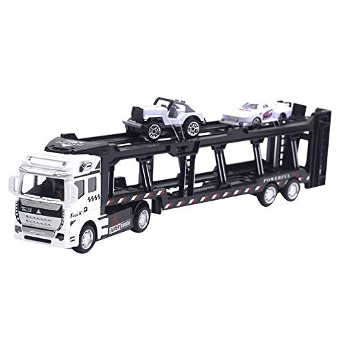Bumdenuu 1:48 Neue Elternschaft Abziehen Legierung Super LKW Simulation Fahrzeug Transporter Modell Auto mit 2 kleinen interessierten Autos für Kinder, weiß von Bumdenuu