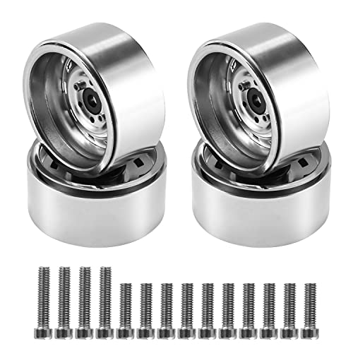 Bumdenuu 4 Stück 1,9 Zoll Metall Beadlock Wheel Hub Felge für 1/10 RC Crawler Car Silber Bumdenuu 4 Stück 1,9 Zoll Metall Beadlock Wheel Hub Felge für 1/10 RC Crawler Car Silber von Bumdenuu