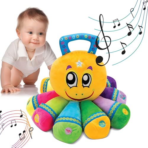 Bundaloo Oktopus-Plüsch-Spielzeug, Musikspielzeug, spielt lustige Lieder und 8 Musiknoten, für Kinder und Kleinkinder (Oktopus) von Bundaloo