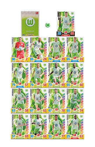 Match Attax Bundesliga 2017 2018 - VfL Wolfsburg Mannschafts-Set 18 Karten Basiskarten Clubkarte Starspieler - Deutsche Ausgabe von Bundesliga Match Attax