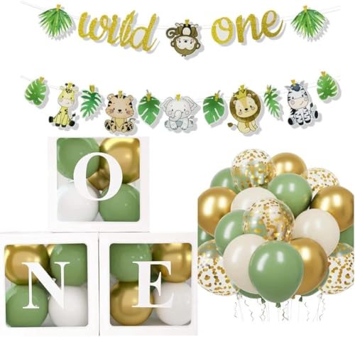 1. Geburtstag Dekorationen für Jungen - Wild One Geburtstag Dekorationen Set mit 'O N E' Boxen und Wild One Banner - Dschungelsafari Thema 1. Geburtstag Dekorationen für Jungen - Wild One Geburtstag Dekorationen Set mit 'O N E' Boxen und Wild One Banner - Dschungelsafari Thema von Bundle Bear
