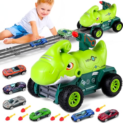 BunnyJOY Spielzeugautos Set Jungen Kinder 3-6 Jahre mit Rennbahn, Auto Spielzeug, Monster Truck & Dinosaurier, Autotransporter Fahrzeug, Geschenk für Jungen (Grün) BunnyJOY Spielzeugautos Set Jungen Kinder 3-6 Jahre mit Rennbahn, Auto Spielzeug, Monster Truck & Dinosaurier, Autotransporter Fahrzeug, Geschenk für Jungen (Grün) von BunnyJOY