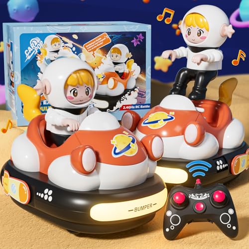 BunnyJOY Ferngesteuertes Auto ab 3 Jahre Junge Mädchen Kinder, RC Bumper Cars, Ferngesteuertes Auto Spielzeug 5 6 7 8 Jahre, Lichtern und Musik, Geschenk, Orange von BunnyJOY