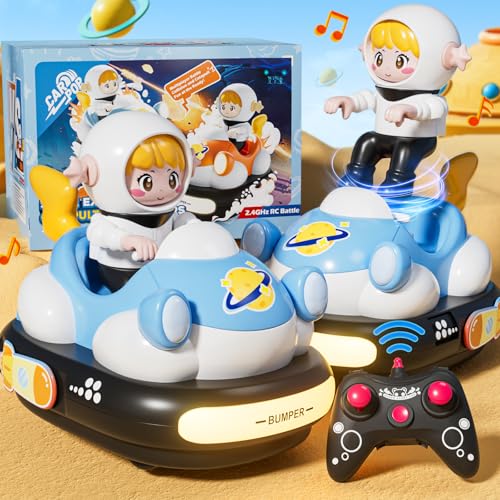 BunnyJOY Ferngesteuertes Auto ab 3 Jahre Junge Mädchen Kinder, RC Bumper Cars, Spielzeug 5 6 7 8 Jahre, Lichtern und Musik, Geschenk, Blau von BunnyJOY