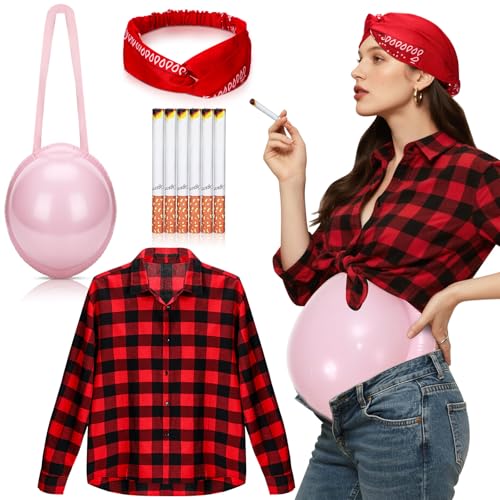 Bunnycool 9 Stück weiße Müll-Party-Kleidung für Damen, weißer Mülleimer, Party-Dekorationen enthalten 6 künstliche Puff-Zigaretten, Bauch, rotes Bandana und kariertes Hemd für Damen, Herren Bunnycool 9 Stück weiße Müll-Party-Kleidung für Damen, weißer Mülleimer, Party-Dekorationen enthalten 6 künstliche Puff-Zigaretten, Bauch, rotes Bandana und kariertes Hemd für Damen, Herren von Bunnycool