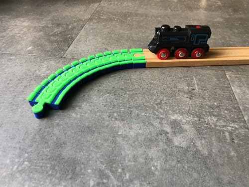 Extrem (!) Flexible Schiene für Brio, Lilabo, Bloxx Holzeisenbahn (blau-grün) von Buntiversum