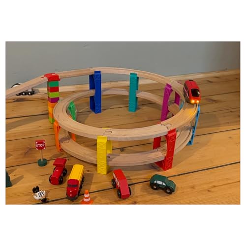 Farbenfrohe Spirale für Holzeisenbahn – 14-teiliges Erweiterungsset mit Spiralbögen, Adaptern & Ausgleichsteilen – Kompatibel mit Duplo & gängigen Holzschienen Farbenfrohe Spirale für Holzeisenbahn – 14-teiliges Erweiterungsset mit Spiralbögen, Adaptern & Ausgleichsteilen – Kompatibel mit Duplo & gängigen Holzschienen von Buntiversum