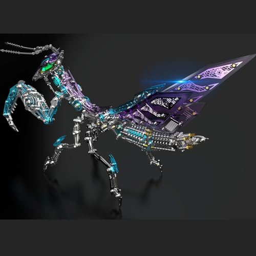 3D Metall Puzzle Erwachsene Mantis mit Licht, 3D Metal Modellbausatz, Buntes Steampunk Metall Puzzle 3D Erwachsene, DIY 3D Mechanical, Desktop Modell Spielzeug von Buntzeug