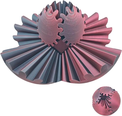 Gear Ball 3D Printed Gear Ball Spin Ball OR Cube Fidget Toy - Perfect for Stress and Anxiety Relaxing Fidget Toy, Desk Toy - Ideal for Sensory Needs and Autism (Laser Black Red) von Buobiy