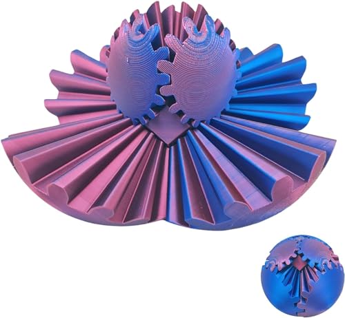 Gear Ball 3D Printed Gear Ball Spin Ball OR Cube Fidget Toy - Perfect for Stress and Anxiety Relaxing Fidget Toy, Desk Toy - Ideal for Sensory Needs and Autism (Laser Red Blue) von Buobiy