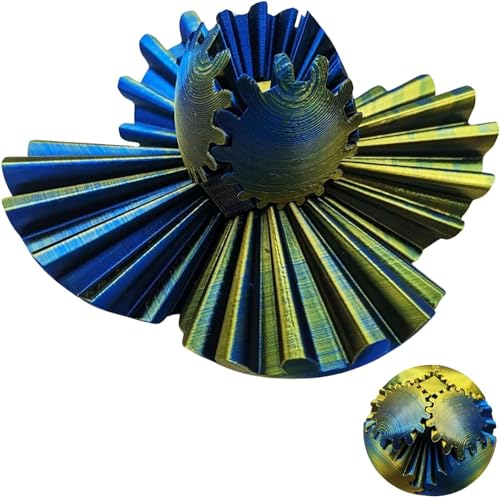 Gear Ball 3D Printed Gear Ball Spin Ball OR Cube Fidget Toy - Perfect for Stress and Anxiety Relaxing Fidget Toy, Desk Toy - Ideal for Sensory Needs and Autism (Laser Yellow Blue) von Buobiy