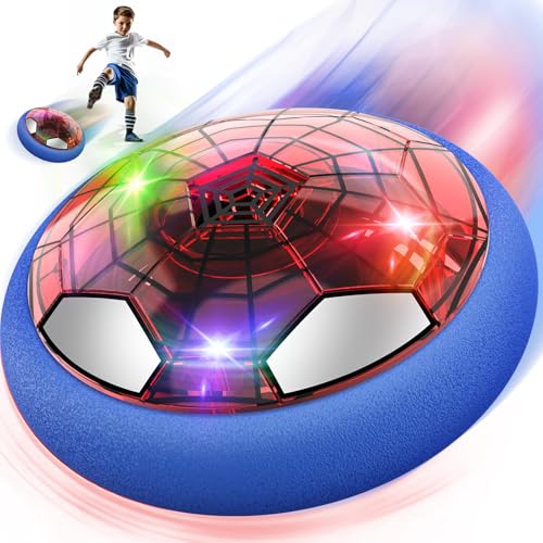 Spider Hover Ball Air Power Fußball Geschenke für Jungs Indoor Fussball mit LED Leucht Schwebender Luftkissen Ball Kickerbälle Eishockey Spiele Kinder Spielzeug ab 3 4 5 6 7 8 9 10 Jahre Junge Mädchen von Buoeuik