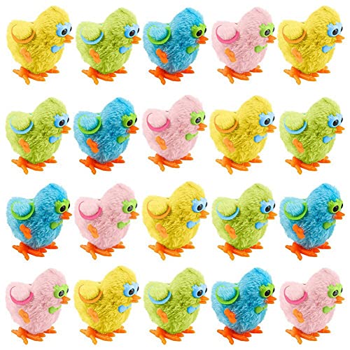 Buqpow 20er-Pack Aufziehküken-Spielzeug, Farbenfrohes Springendes Süßes Plüschhuhn Als Ostergeschenke von Buqpow
