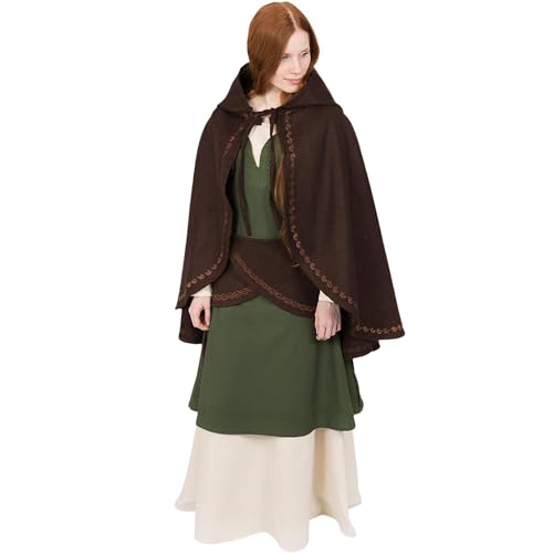 Burgschneider - Cape Affra - Braun (Standard, Unisex, Wolle) Mittelalter Fantasy - Maiden von Burgschneider