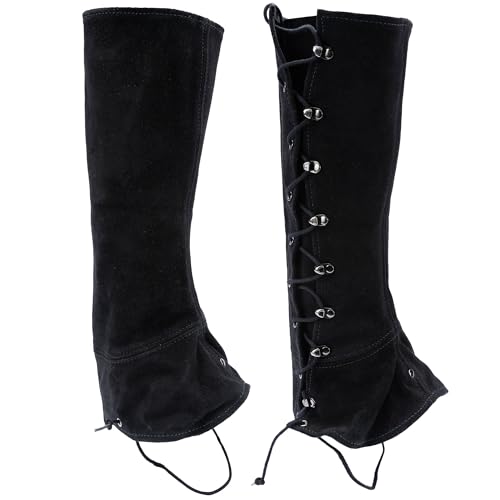 Burgschneider - Dungeons & Dragons Leder-Gamaschen Typ 2 Schwarz (CTA0092, Unisex, Leder) Mittelalter, Fantasy - von Burgschneider