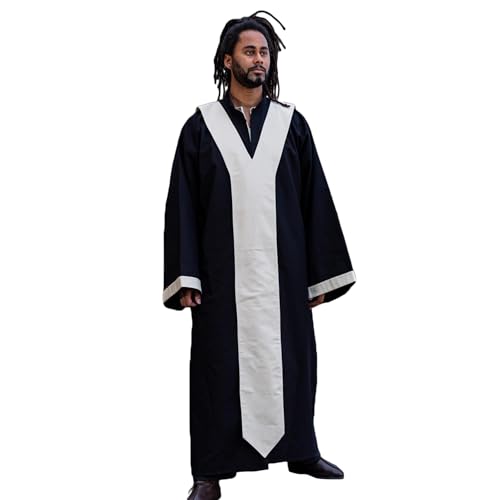 Burgschneider - Dungeons & Dragons Magier Robe Schwarz/Natur (L, Unisex, Baumwolle) Mittelalter Fantasy - Dungeons & Dragons von Burgschneider