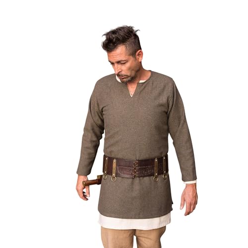 Burgschneider - Fischgrättunika Tyr - Oliv Grau (L, Unisex, Wolle) Historisch - Early Medieval, Viking von Burgschneider
