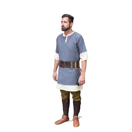 Burgschneider - Kurzarmtunika Aegir - Grau (XXL, Unisex) (Tunic, Historisch) Early Medieval, Viking von Burgschneider