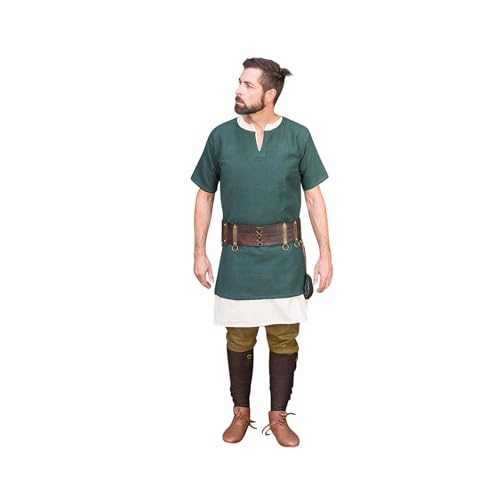 Burgschneider - Kurzarmtunika Aegir - Grün (XL, Unisex) (Tunic, Historisch) Early Medieval, Viking von Burgschneider