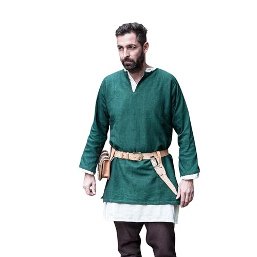 Burgschneider - Kurztunika Erik - Grün (L, Unisex) (Short Tunic, Historisch) Early Medieval, Viking von Burgschneider