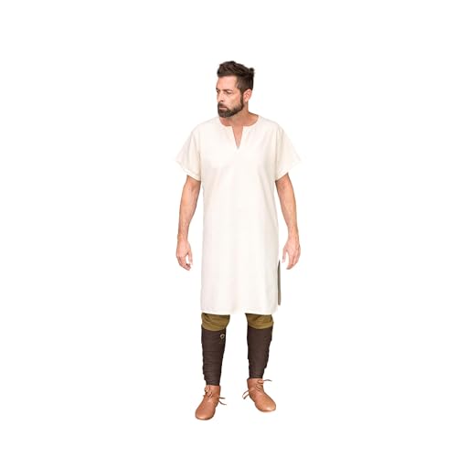 Burgschneider - Mittelalter Tunika/Untertunika kurzarm „Snorri“ - Natur (L, Unisex, Baumwolle) Historisch - Early Medieval, Viking von Burgschneider