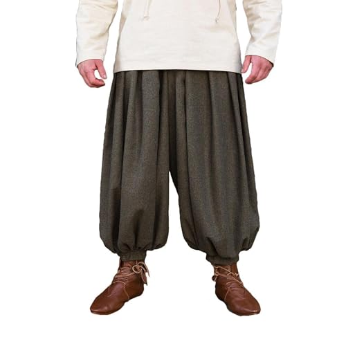 Burgschneider - Rus Hose Borys Herringbone Oliv/Grau (XXXL, Unisex, Wolle) Mittelalter, Fantasy - Historic Inspired Costume von Burgschneider