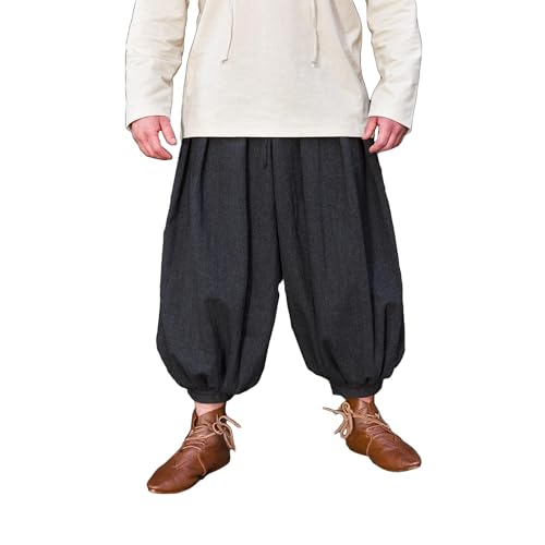 Burgschneider - Rus Hose Borys Herringbone Schwarz/Grau (XXL, Unisex, Wolle) Mittelalter, Fantasy - Historic Inspired Costume von Burgschneider