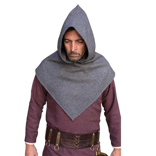 Burgschneider - Skjoldehamn Gugel Bjorn - Dunkelgrau (S/M, Unisex, Wolle) Historisch - Early Medieval, Viking von Burgschneider