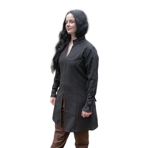 Burgschneider - Tunika Theresa - Schwarz (XL, Unisex, York Cotton (100% Cotton)) Mittelalter Fantasy - Ranger von Burgschneider