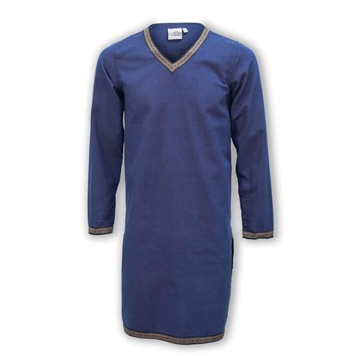 Burgschneider - Tunika mit Borte - Blau (XXXL, Unisex, Baumwolle) Mittelalter Fantasy - Adventurer von Burgschneider