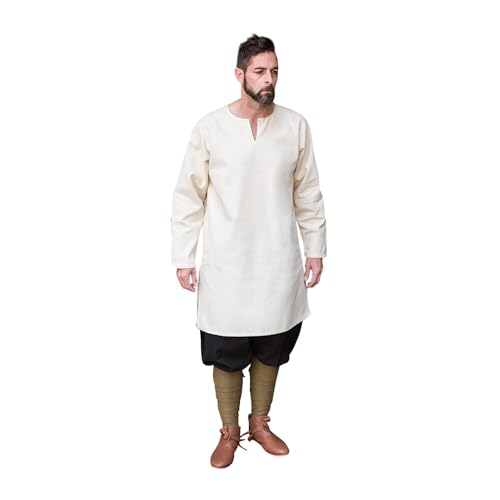 Burgschneider - Mittelalter Tunika/Untertunika „Leif“ - Natur (L, Unisex, Baumwolle) Historisch - Early Medieval, Viking von Burgschneider