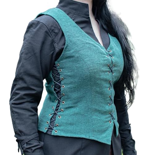 Burgschneider - Weste Marian - Grün (L, für Damen & Herren, Baumwolle) Mittelalter Fantasy - Ranger von Burgschneider