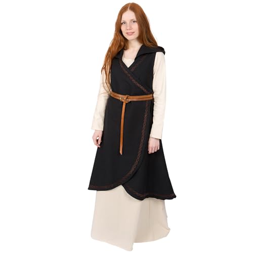 Burgschneider - Wickelkleid Dala Baumwolle - Schwarz (S/M, Unisex, Baumwolle) Mittelalter Fantasy - Maiden von Burgschneider