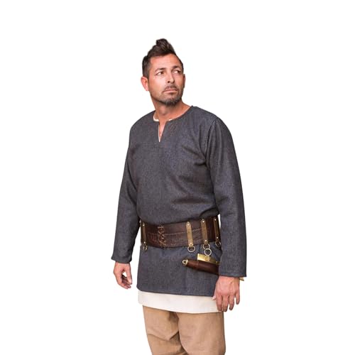 Burgschneider - Wolltunika Lodin - Dunkelgrau (L, Unisex, Wolle) Historisch - Early Medieval, Viking von Burgschneider