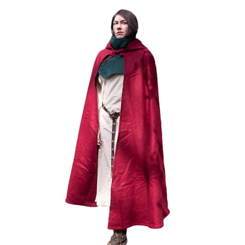 Burgschneider - Wool Hooded Cloak Hibernus Red (L, für Damen & Herren, Wolle) Historisch - Medieval von Burgschneider