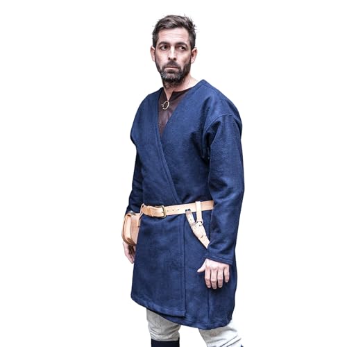 Wikinger Klappenrock Mittelalter Mantel Loki - Blau S von Burgschneider