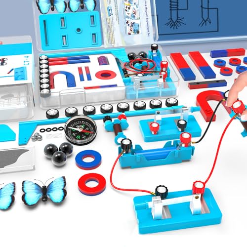 Science Magnets Experimentierset für Kinder, Elektromagnet und grundlegende Schaltkreis-Set, Werkzeuge für Schule, Labor, Bildung, Physik-Projekte, inklusive Stange/Ring/Hufeisen von Burnur