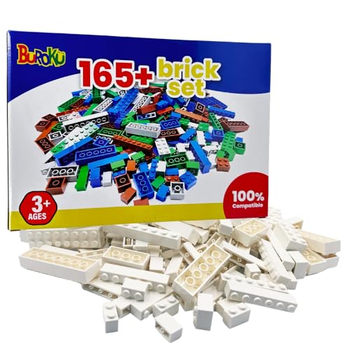 Buroku - 165-Teiliges Weißes BAU-Set | Spielzeugziegel Kompatibel mit Allen Marken | Fördert Kreativität und Vorstellungskraft | Verschiedene Größen | Sicher und Ungiftig | Bausteine Buroku - 165-Teiliges Weißes BAU-Set | Spielzeugziegel Kompatibel mit Allen Marken | Fördert Kreativität und Vorstellungskraft | Verschiedene Größen | Sicher und Ungiftig | Bausteine von Buroku