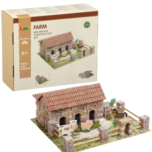 Buroku - Bauernhof BAU-Set | 430 Teile | Stein- und Holzziegel | Fördert STEM-Lernen und Motorische Fähigkeiten | Inklusive Tiere und Zubehör | Inklusive Kleber Buroku - Bauernhof BAU-Set | 430 Teile | Stein- und Holzziegel | Fördert STEM-Lernen und Motorische Fähigkeiten | Inklusive Tiere und Zubehör | Inklusive Kleber von Buroku