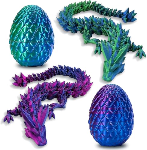 3D Magnetische Drachenei mit Drache,2PCS Ewegliche Gelenke Kristall Magnetische Drache mit Drachenei,Überraschungs Magnetische Drachenei FigurenMagnetische Drache im Ei mit Augen (Lila + Blau) von Bursker