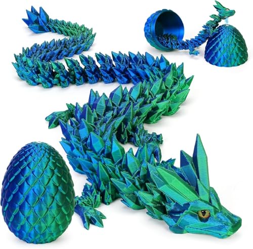 Bursker 3D Magnetische Drachenei mit Drache,Ewegliche Gelenke Kristall Magnetische Drache mit Drachenei,Überraschungs Magnetische Drachenei FigurenMagnetische Drache im Ei mit Augen (Blau) von Bursker