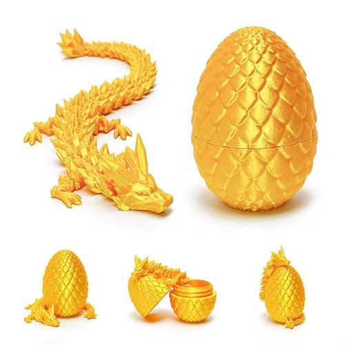 Bursker 3D Magnetische Drachenei mit Drache,Ewegliche Gelenke Kristall Magnetische Drache mit Drachenei,Überraschungs Magnetische Drachenei FigurenMagnetische Drache im Ei mit Augen (Gelb) von Bursker