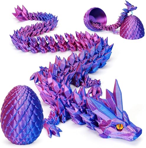 Bursker 3D Magnetische Drachenei mit Drache,Ewegliche Gelenke Kristall Magnetische Drache mit Drachenei,Überraschungs Magnetische Drachenei FigurenMagnetische Drache im Ei mit Augen (Lila) von Bursker