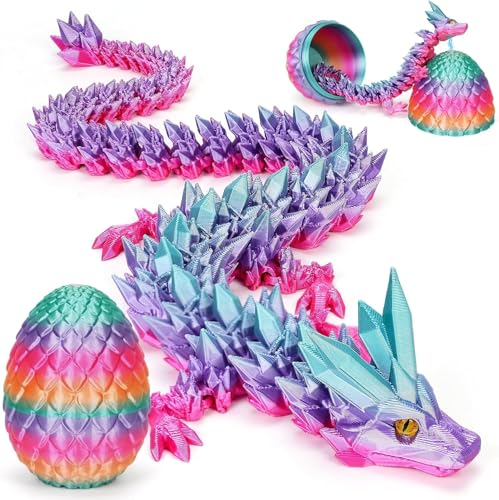 Bursker 3D Magnetische Drachenei mit Drache,Ewegliche Gelenke Kristall Magnetische Drache mit Drachenei,Überraschungs Magnetische Drachenei FigurenMagnetische Drache im Ei mit Augen (Regenbogen) von Bursker