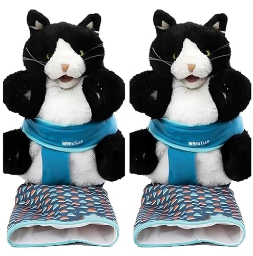 Cat Puppet Wrestler 25CM – Robuste Katzenspielzeug-Handpuppe mit Doppelschicht-Polsterung, Interaktives Kuscheltier für Hauskatzen & Katzenliebhaber, Trainings- und Entspannungsspielzeug (2) von Bursker