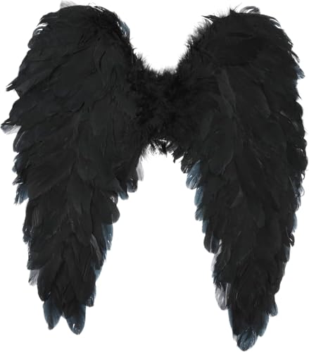 Feder Flügel Engel - Damen Kostüm Zubehör für Engel, Amor & Christkind - Ideal für Karneval, Fasching, Halloween oder Theater - 45 x 45 cm (Schwarz) von Bursker