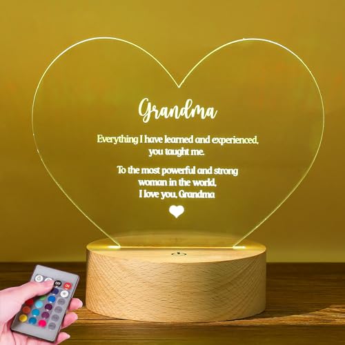 Burst Bird Acrylschild mit Herzmotiv zum Muttertag – Farbwechselndes LED-Nachtlicht für Oma, romantisches Andenken – Geburtstagsgeschenk von Burst Bird