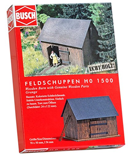 Busch 1500 Barn with Wood Parts HO Structure Maßstabsgetreue Modellstruktur, Weiss/opulenter Garten, Medium von Busch